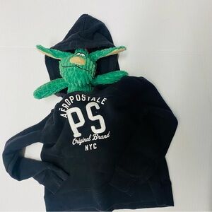 P.S. Aeropostale Girls Sz 6 Black Graphic Hooded Sweatshirt NYC